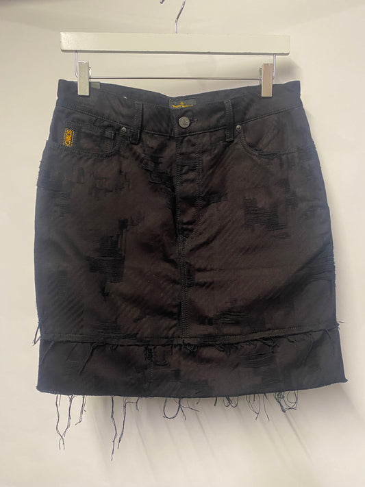 Vivienne Westwood Anglomania Black Distressed Denim Mini Skirt 10