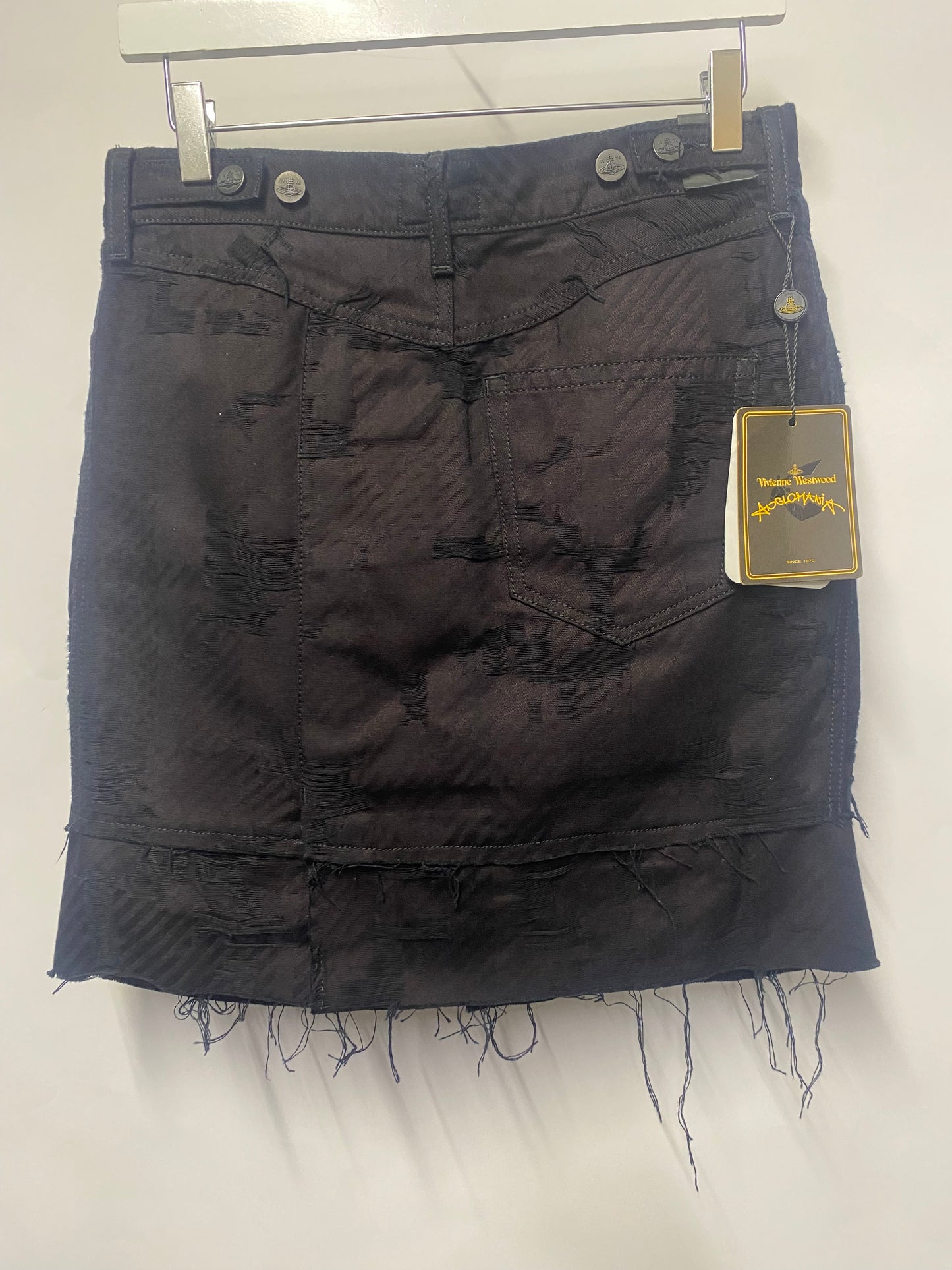 Vivienne Westwood Anglomania Black Distressed Denim Mini Skirt 10