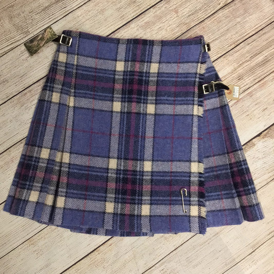 BNWT New Lanark Wool Brown & Blue Heather Kilt Pure New Wool RRP £99.95 Size 14