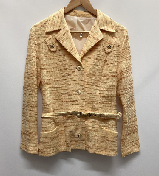 Vintage Riddella Yellow and Orange Stripe Belted Jacket Size 18