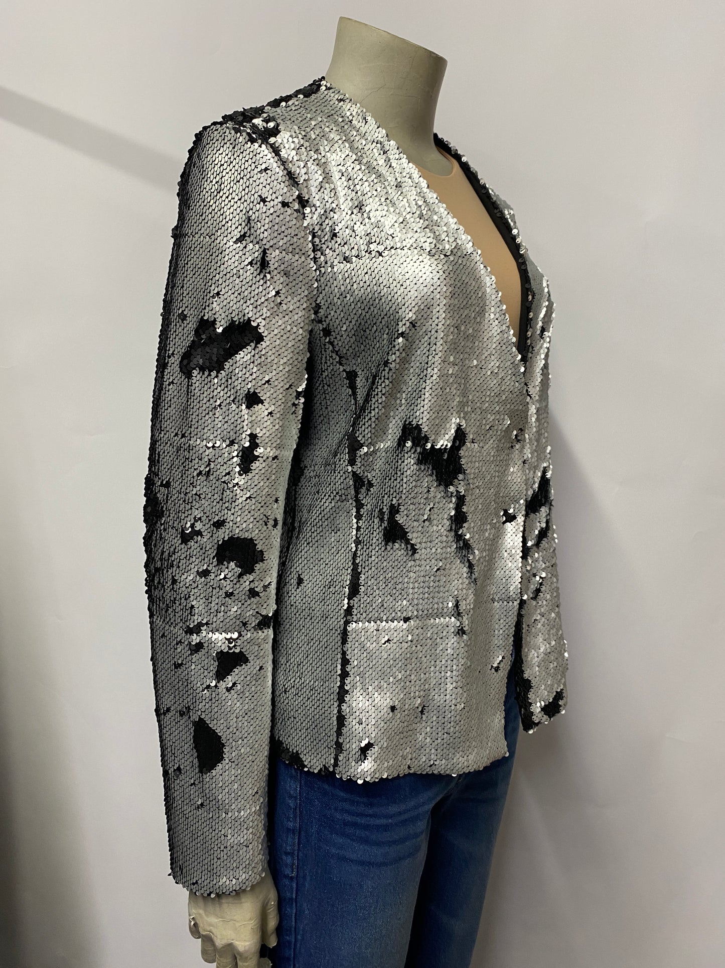 James Lakeland Silver and Black Sequinned Occasion Jacket 14