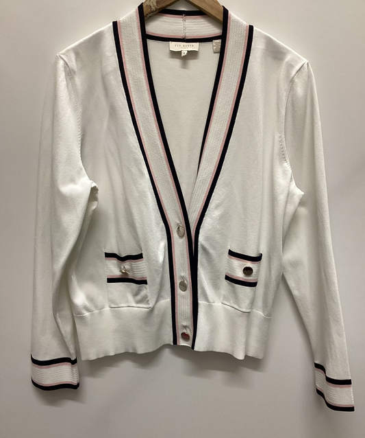 Ted Baker White Pink and Black Stripe Cardigan Size 4 (14)