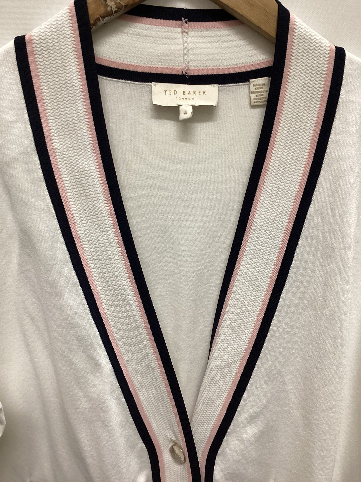 Ted Baker White Pink and Black Stripe Cardigan Size 4 (14)