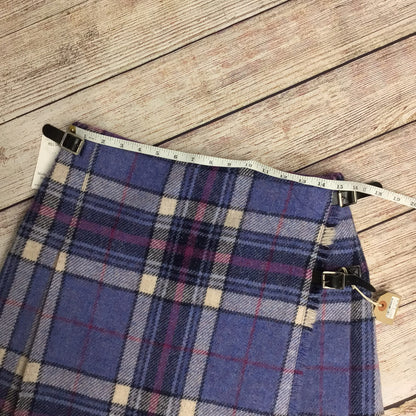 BNWT New Lanark Wool Brown & Blue Heather Kilt Pure New Wool RRP £99.95 Size 14