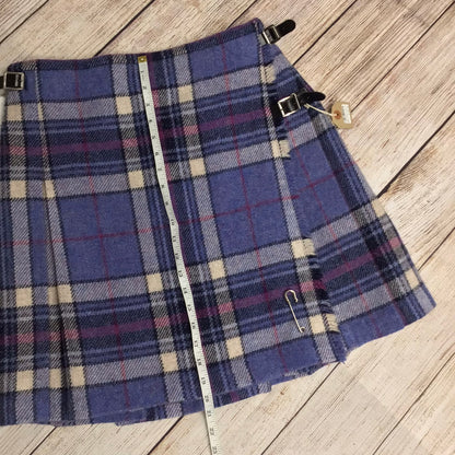 BNWT New Lanark Wool Brown & Blue Heather Kilt Pure New Wool RRP £99.95 Size 14