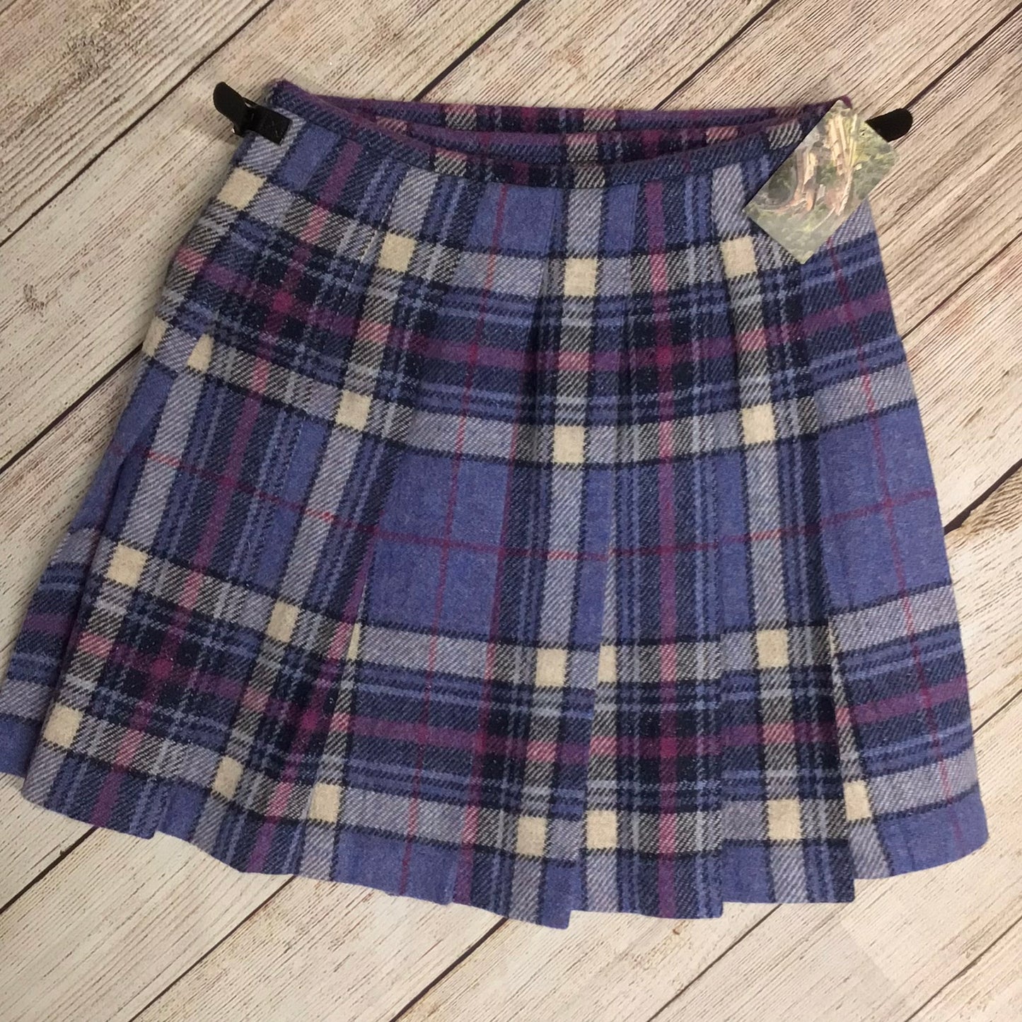 BNWT New Lanark Wool Brown & Blue Heather Kilt Pure New Wool RRP £99.95 Size 14