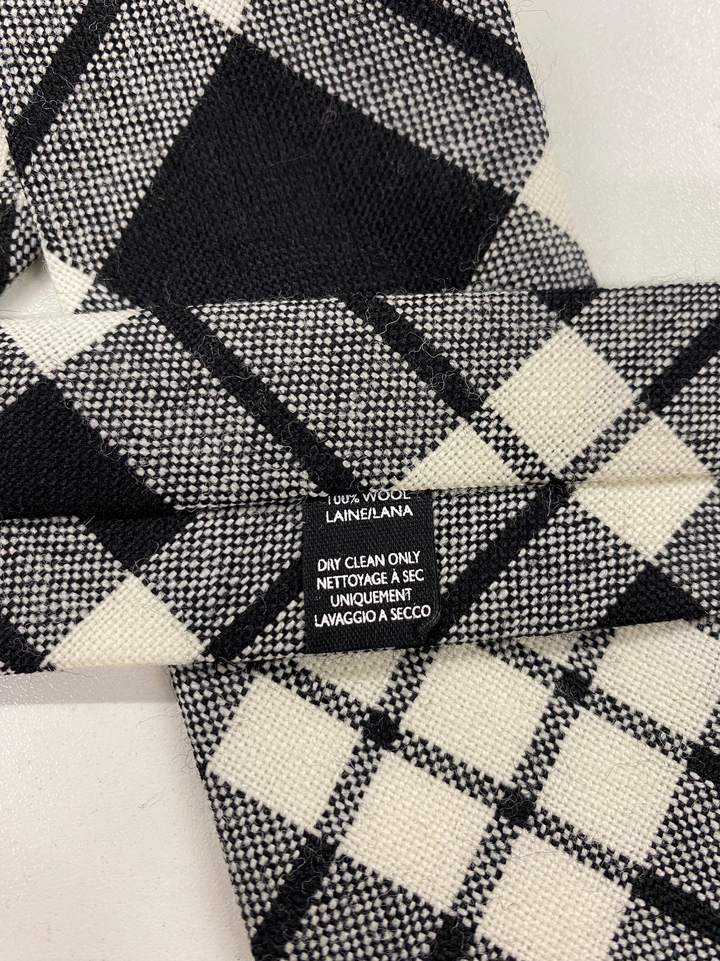Margaret Howell Black and White Checkered Wool Tie