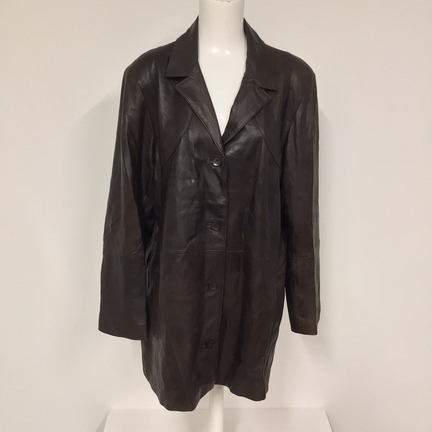 Noble Classic Brown Pure Leather Coat Size 2XL