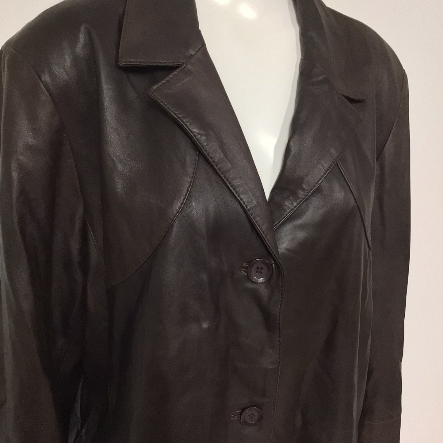 Noble Classic Brown Pure Leather Coat Size 2XL