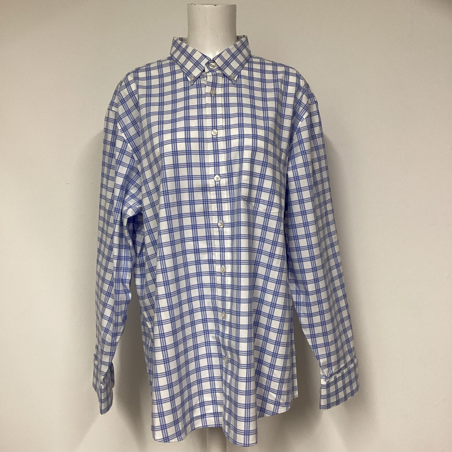 Charles Tyrwhitt Blue White Check Cotton Shirt Size XL