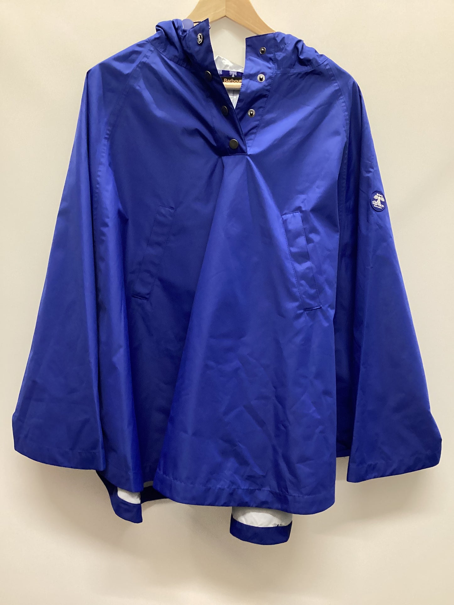 Barbour Beacon Tidewater Packaway Blue Rain Poncho with Hoodie and Pockets
