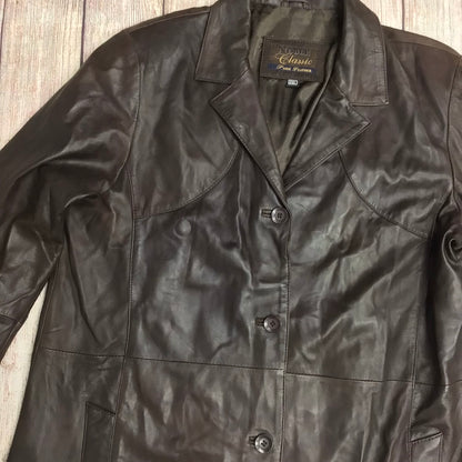 Noble Classic Brown Pure Leather Coat Size 2XL