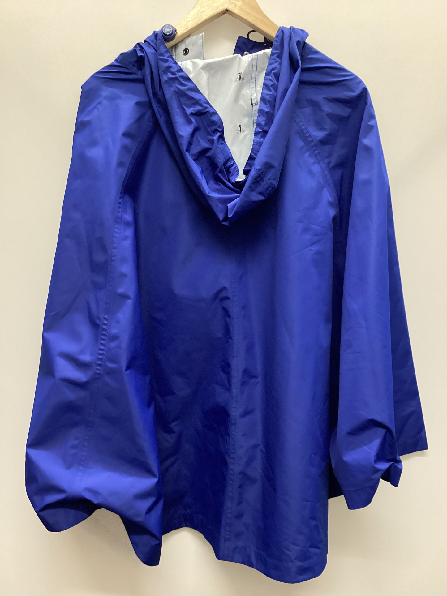 Barbour Beacon Tidewater Packaway Blue Rain Poncho with Hoodie and Pockets