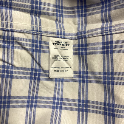 Charles Tyrwhitt Blue White Check Cotton Shirt Size XL