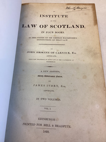 Erskine's Law of Scotland Vol 1 in Four Books In The Order Of Sir George Mckenzie's Institutions of that Law