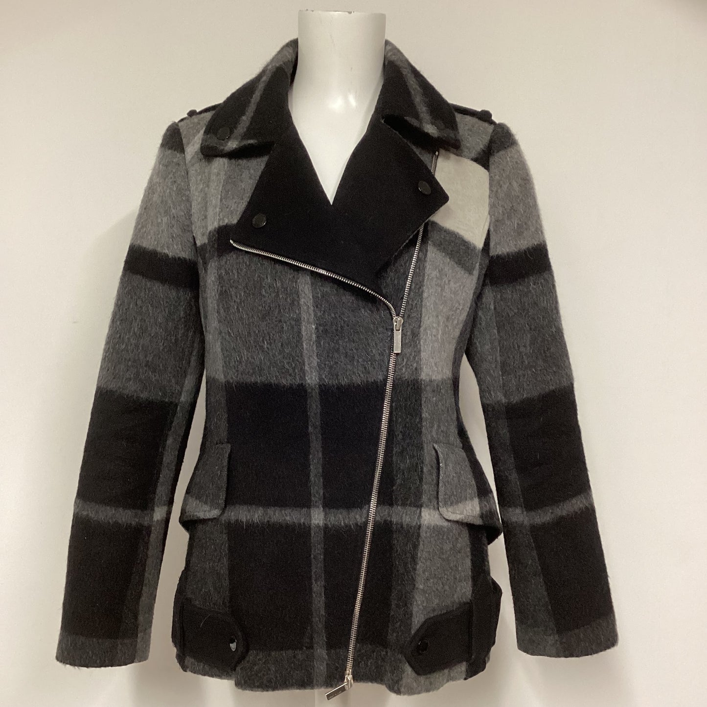 Karen Millen Black Grey Checked Jacket Size 14