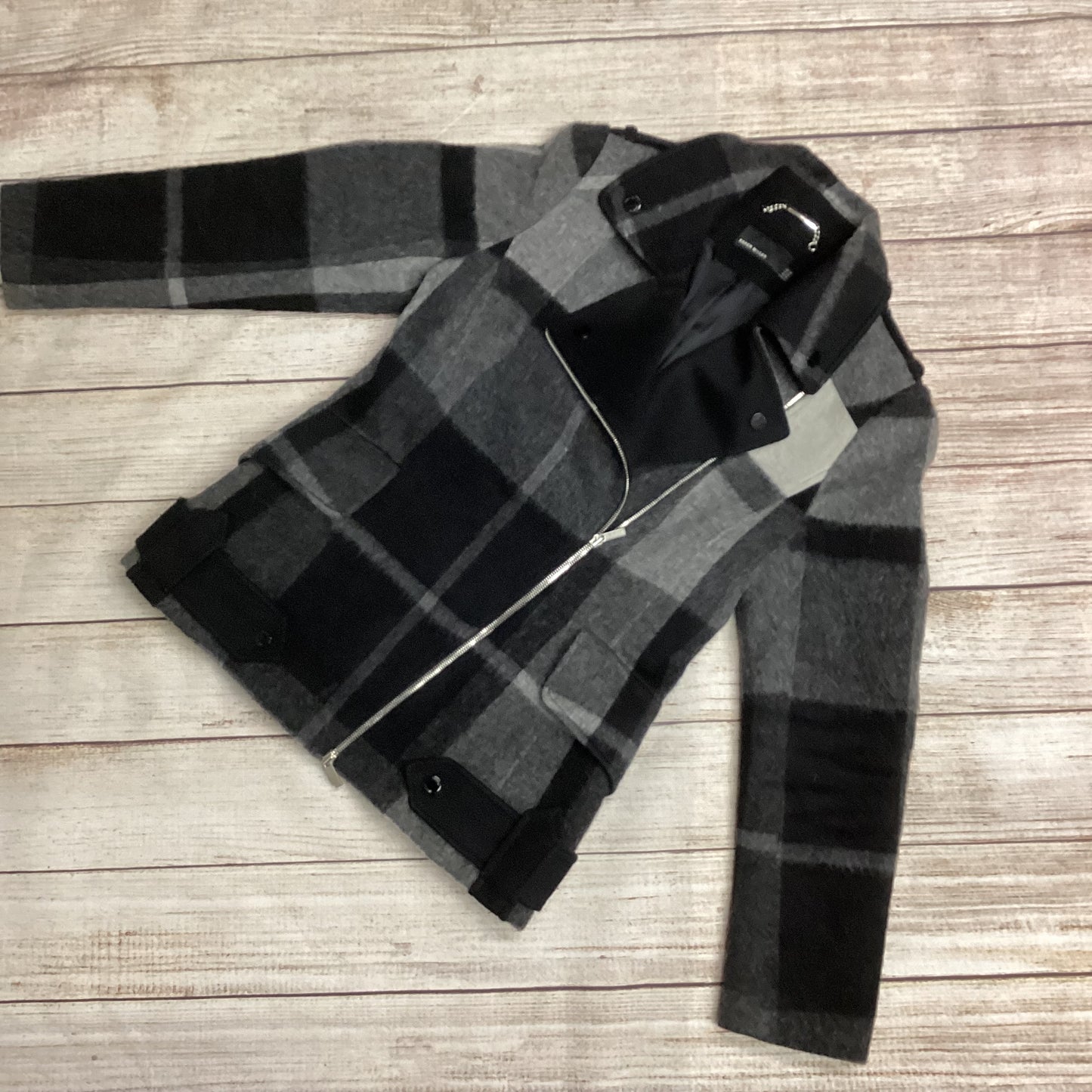 Karen Millen Black Grey Checked Jacket Size 14