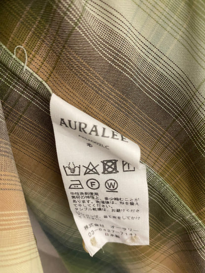 Auralee Green and Brown Chequered Shirt Midi Dress M/L