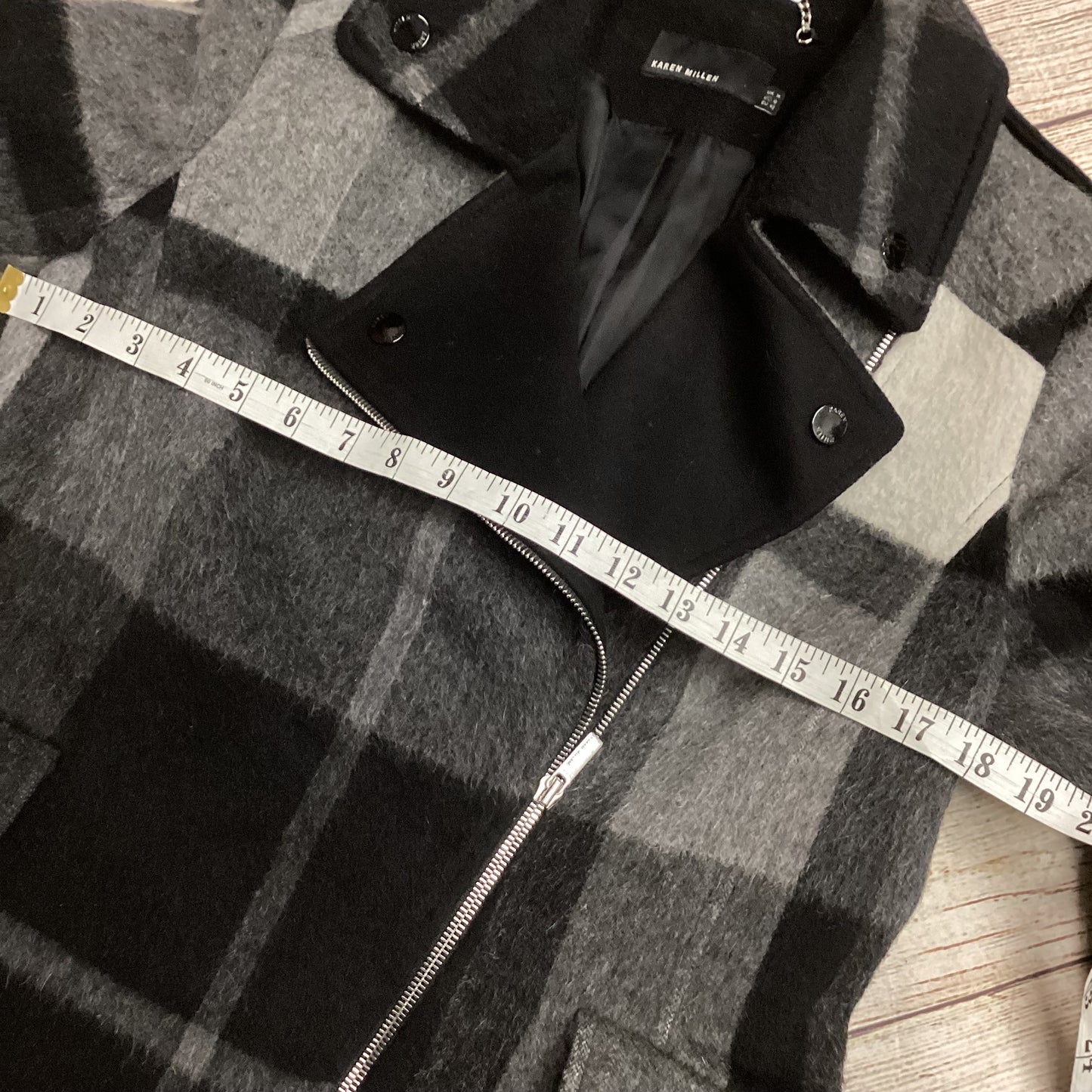 Karen Millen Black Grey Checked Jacket Size 14