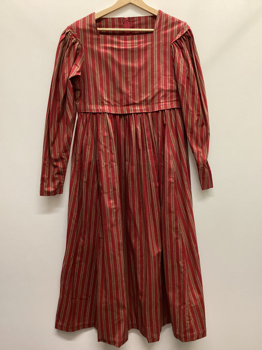 Vintage Laura Ashley 100% Cotton Red Striped Dress with Pockets Size 10
