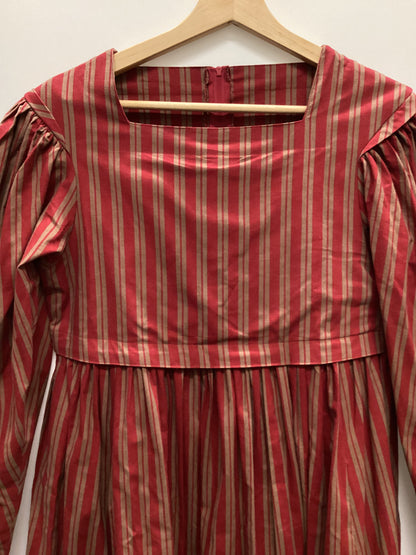 Vintage Laura Ashley 100% Cotton Red Striped Dress with Pockets Size 10