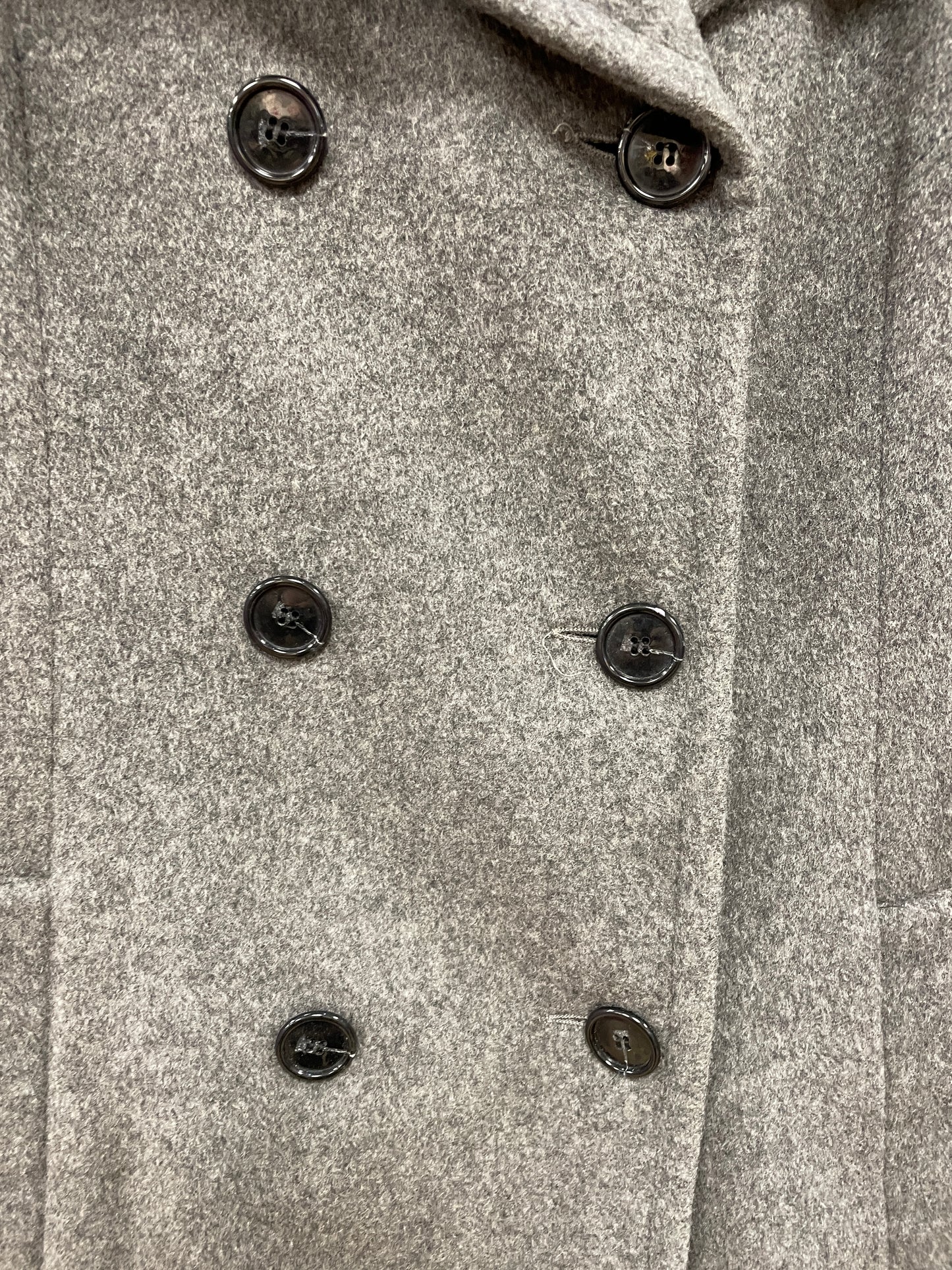 Johnstons Grey Cashmere Wool 3/4 Length Pea Coat UK 14