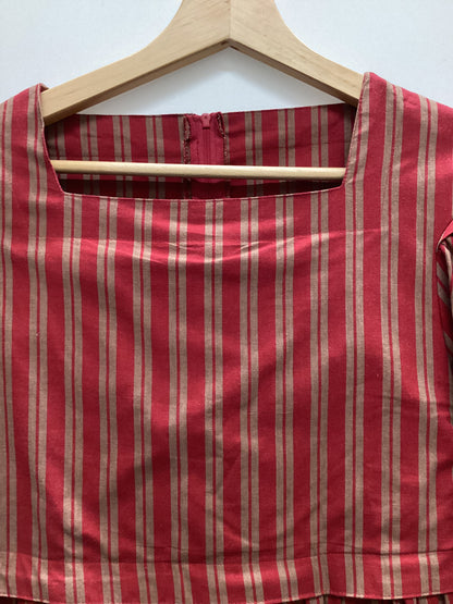 Vintage Laura Ashley 100% Cotton Red Striped Dress with Pockets Size 10