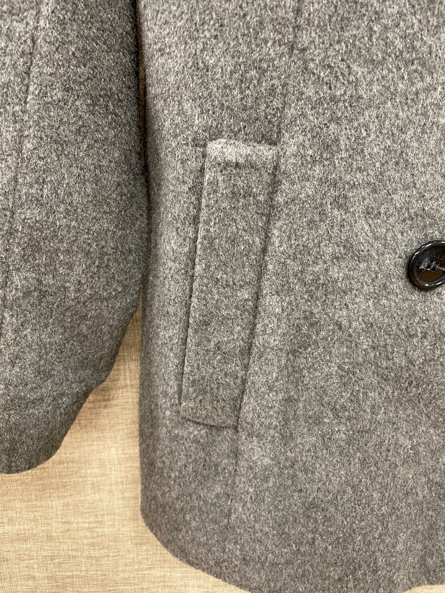 Johnstons Grey Cashmere Wool 3/4 Length Pea Coat UK 14