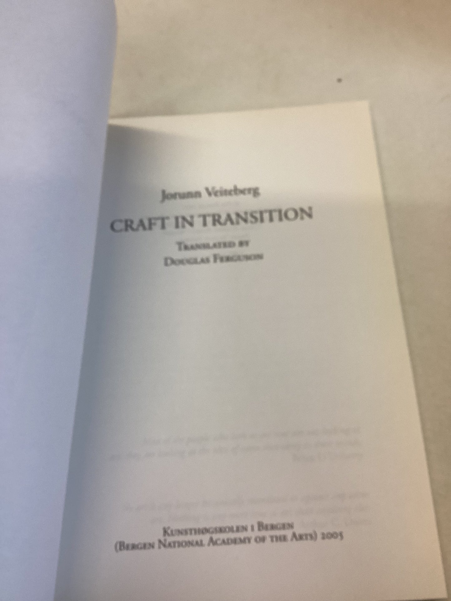 Craft in Transition Jorunn Veiteberg