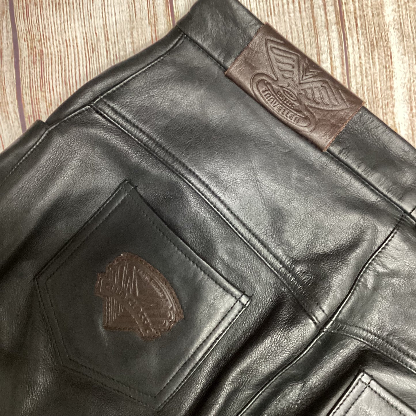 Club Classic Black Leather Trousers Size 14