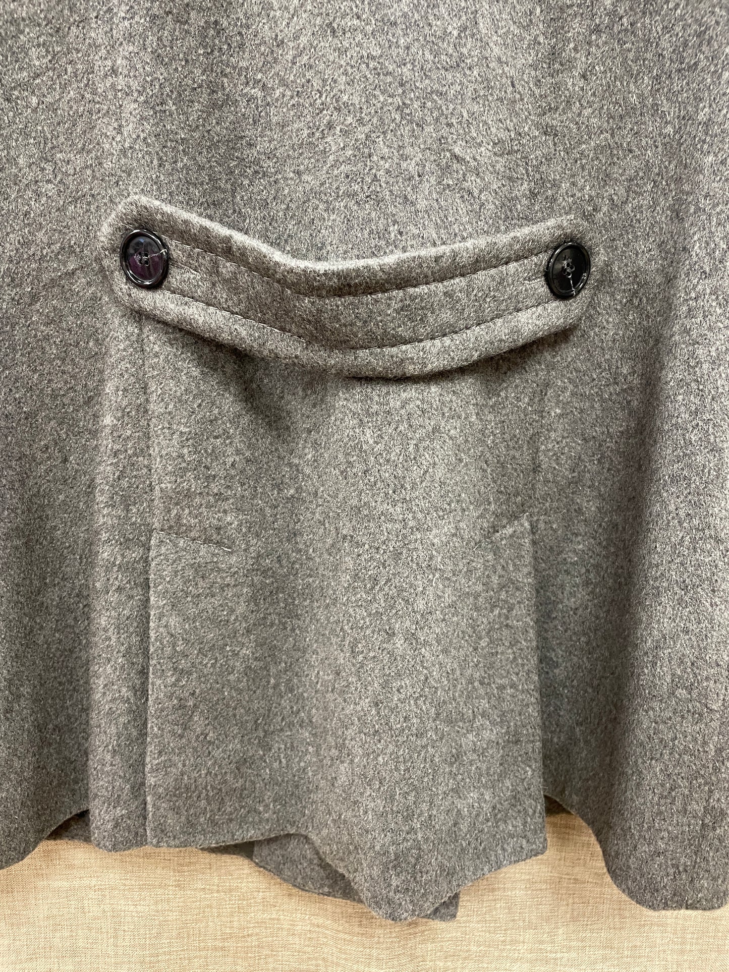 Johnstons Grey Cashmere Wool 3/4 Length Pea Coat UK 14