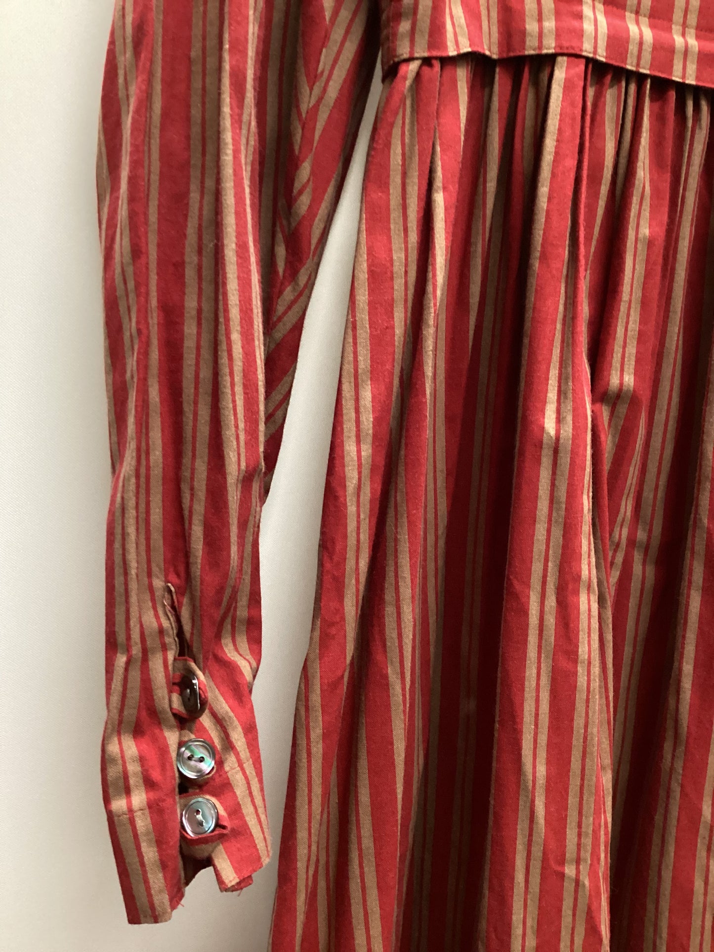 Vintage Laura Ashley 100% Cotton Red Striped Dress with Pockets Size 10