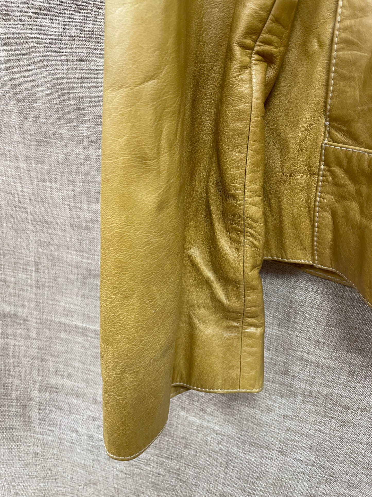 Hugo Boss Ochre Yellow Leather Jacket Size 50