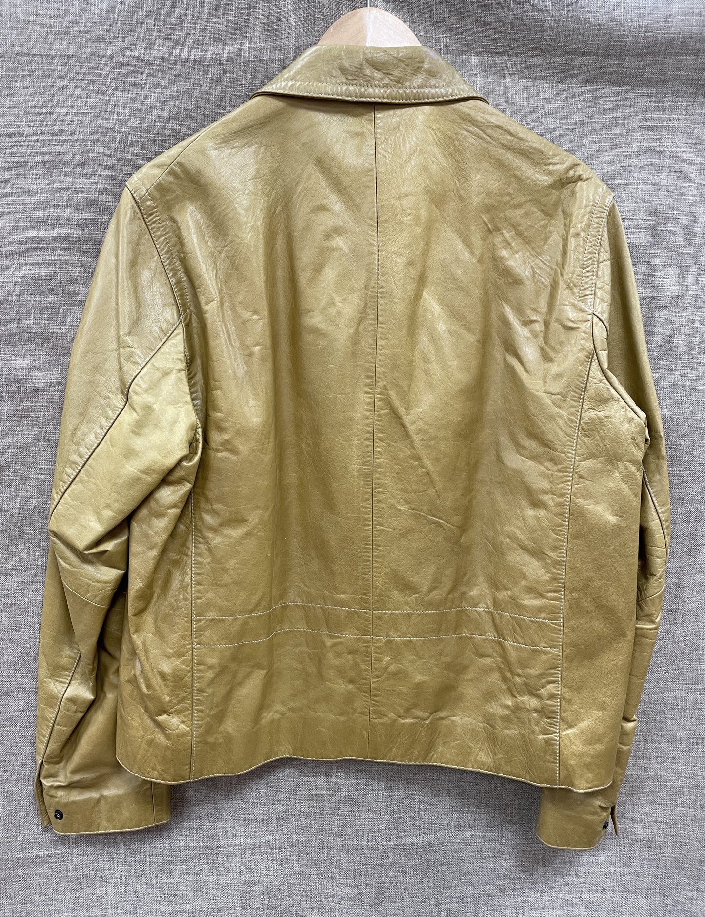 Hugo Boss Ochre Yellow Leather Jacket Size 50