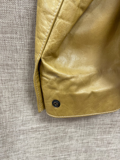 Hugo Boss Ochre Yellow Leather Jacket Size 50