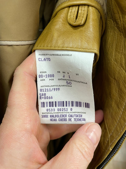 Hugo Boss Ochre Yellow Leather Jacket Size 50