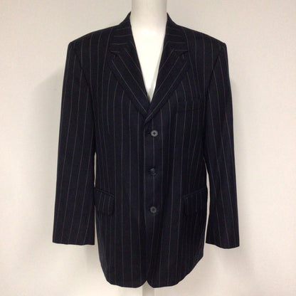 Crombie Blue Wool & Cashmere Striped Blazer Jacket Size 42S