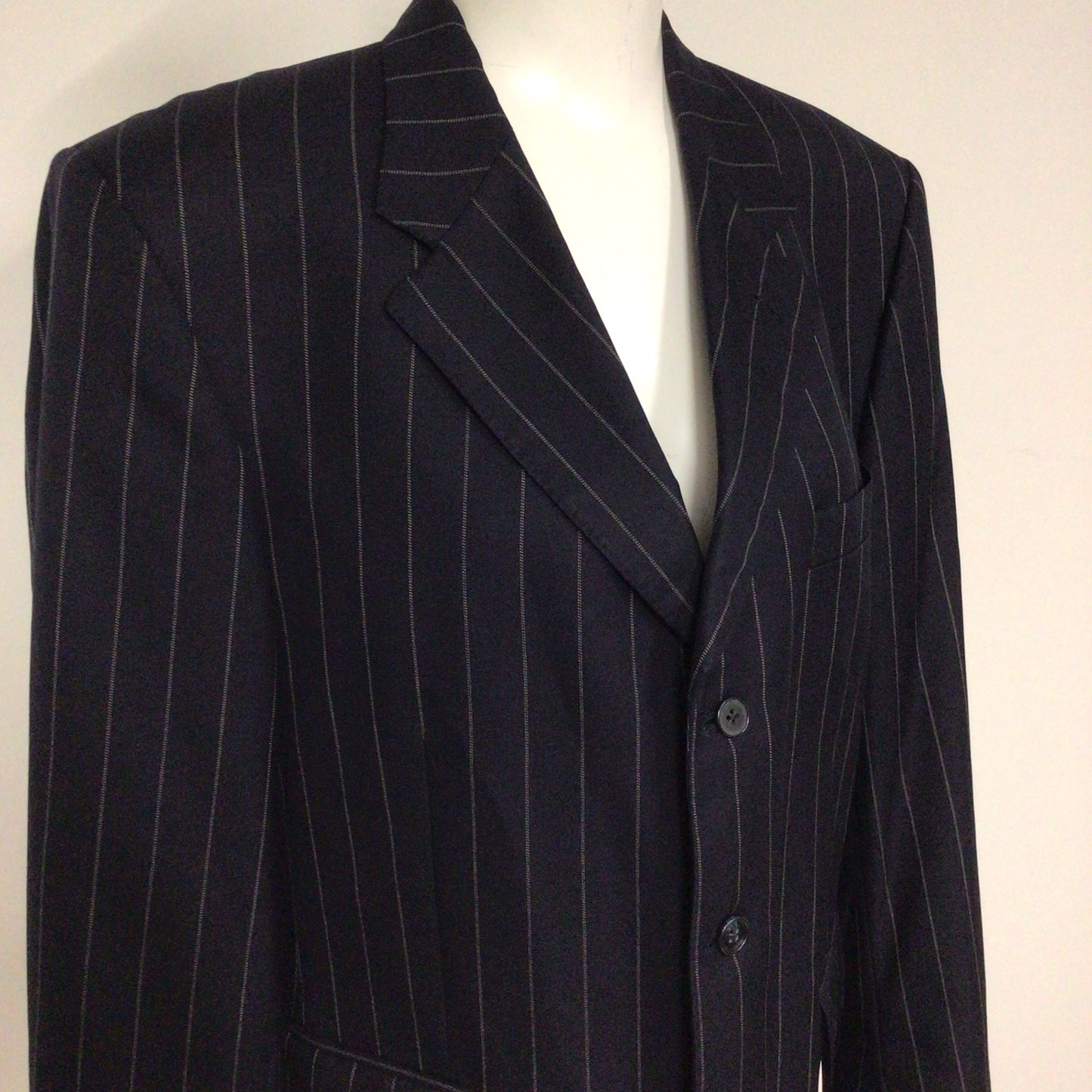 Crombie Blue Wool & Cashmere Striped Blazer Jacket Size 42S