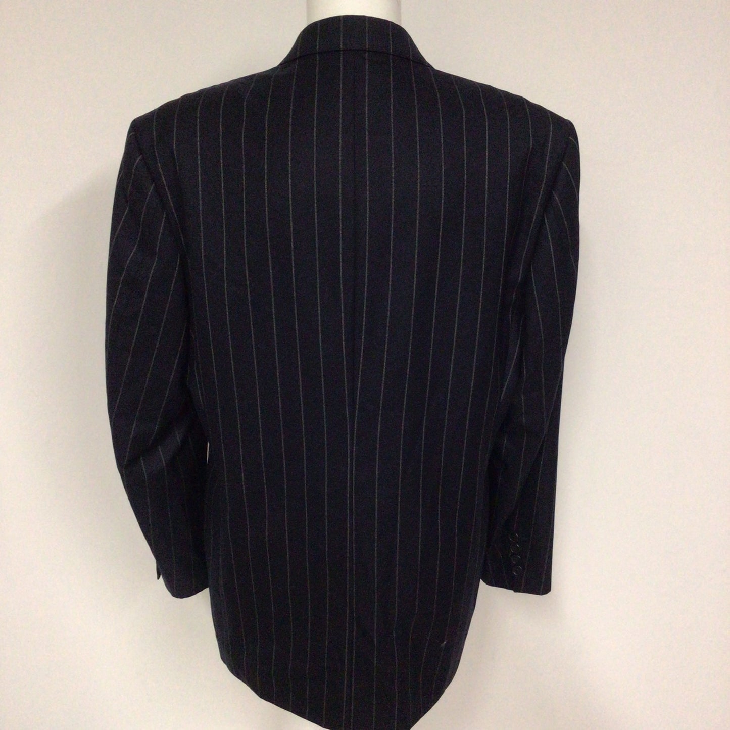 Crombie Blue Wool & Cashmere Striped Blazer Jacket Size 42S