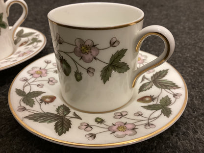 Two Wedgwood Strawberry Hill Espresso Coffee Cups and Saucers - Bone China