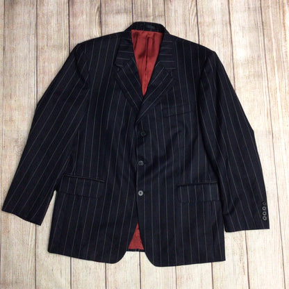 Crombie Blue Wool & Cashmere Striped Blazer Jacket Size 42S