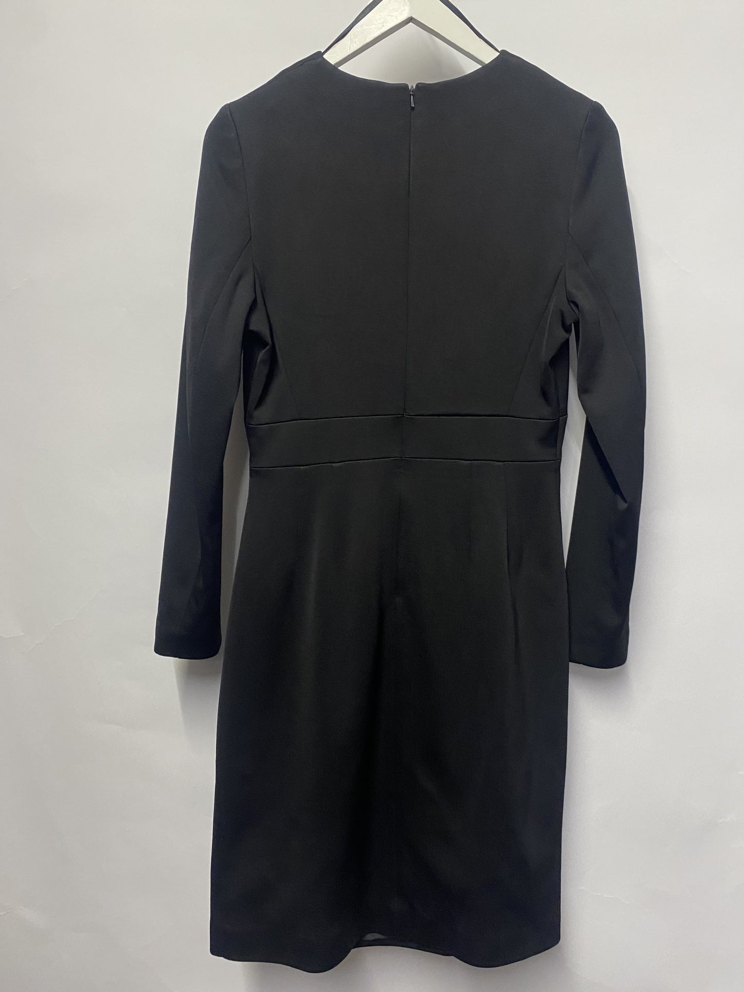 Karen Millen Black Long Sleeve V-neck Sheath Dress 12