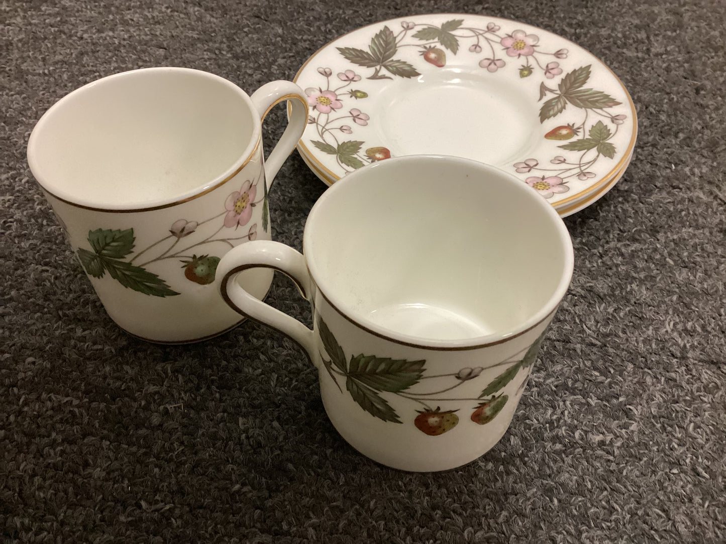 Two Wedgwood Strawberry Hill Espresso Coffee Cups and Saucers - Bone China