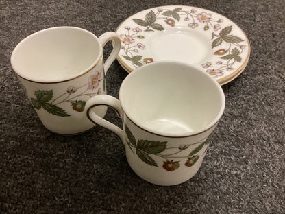 Two Wedgwood Strawberry Hill Espresso Coffee Cups and Saucers - Bone China
