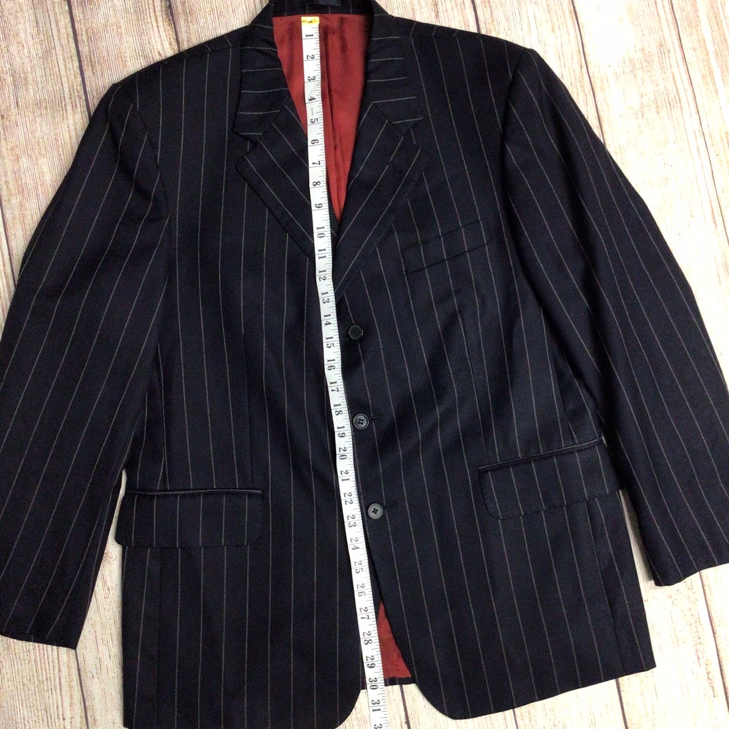 Crombie Blue Wool & Cashmere Striped Blazer Jacket Size 42S