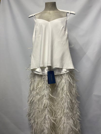 Charlie Brear Ivory Wedding Feather 2 Piece Piora Skirt and Silk Cami 16 BNWT