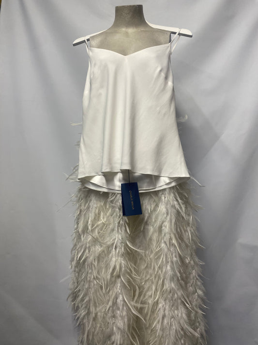 Charlie Brear Ivory Wedding Feather 2 Piece Piora Skirt and Silk Cami 16 BNWT