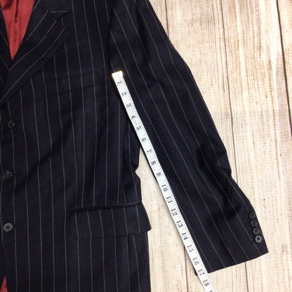 Crombie Blue Wool & Cashmere Striped Blazer Jacket Size 42S