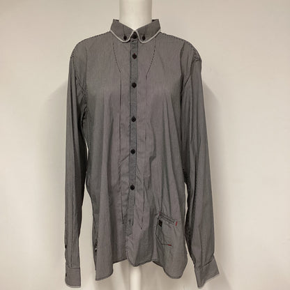 Duck And Cover Grey Stripe Cotton Shirt Size XL