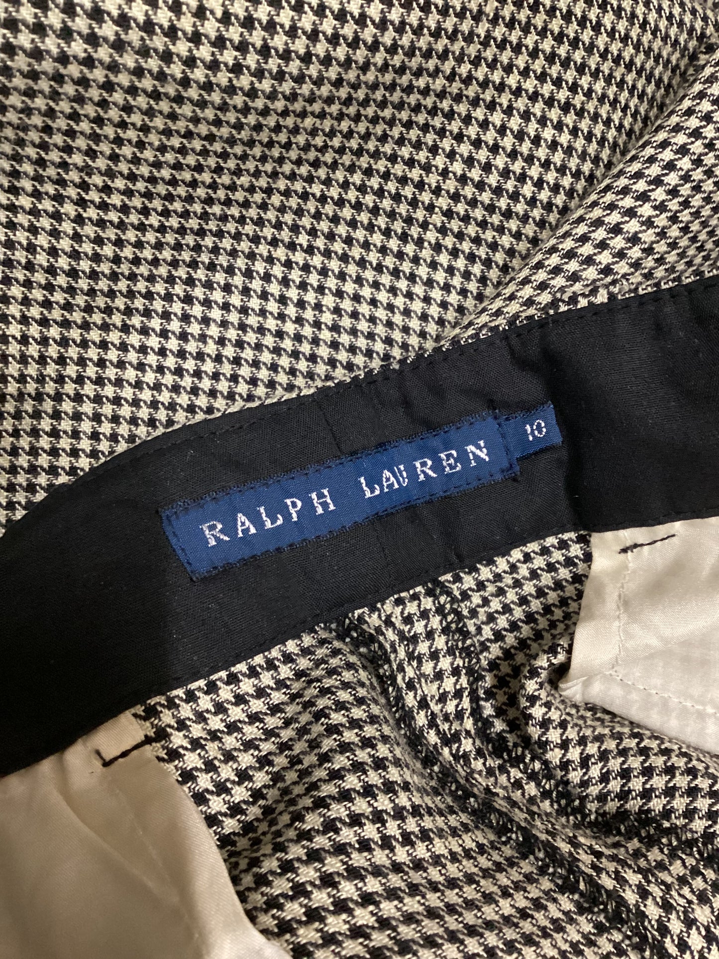 Vintage Ralph Lauren Micro Houndstooth Wool and Linen Trousers Size 10